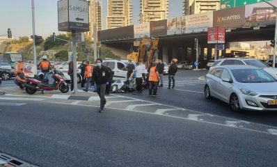 תאונת אופנוע בהרצליה מחלף הסירה 10.01.2020. צילום: דוברות איחוד והצלה