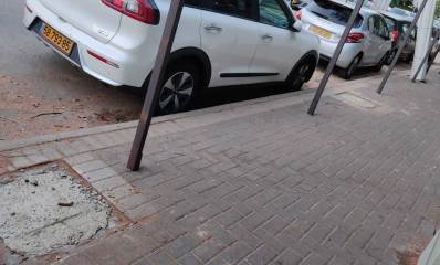 כיסוי בטון למקום בו נכרתו העצים ברחוב בועז 4 רמת השרון