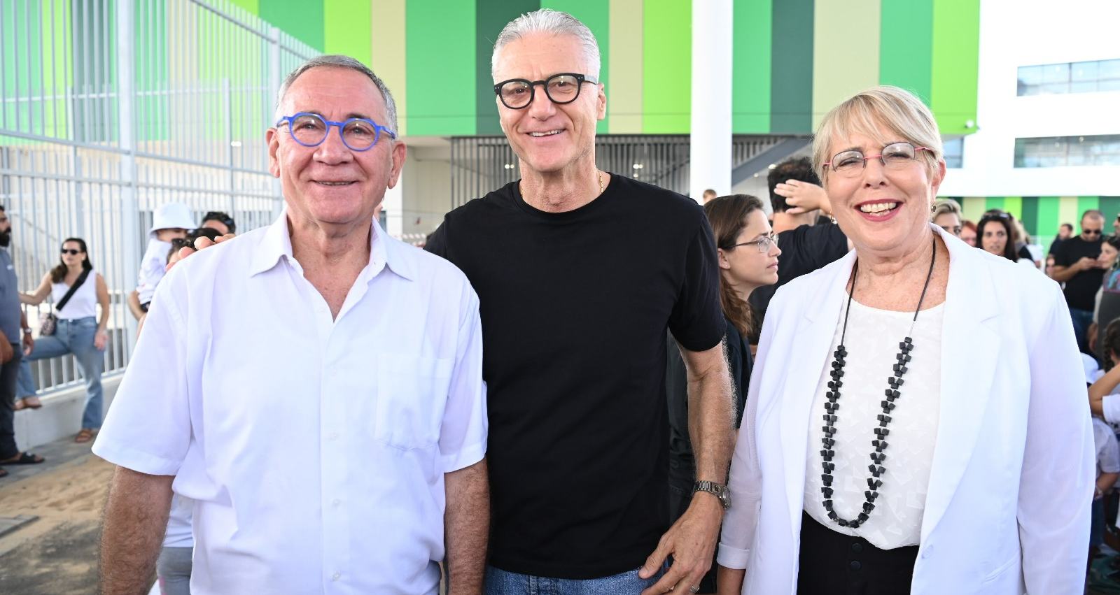 שיטאי, ברקוביץ' ופדלון בבית הספר שמיר. צילום: דוברות עיריית הרצליה