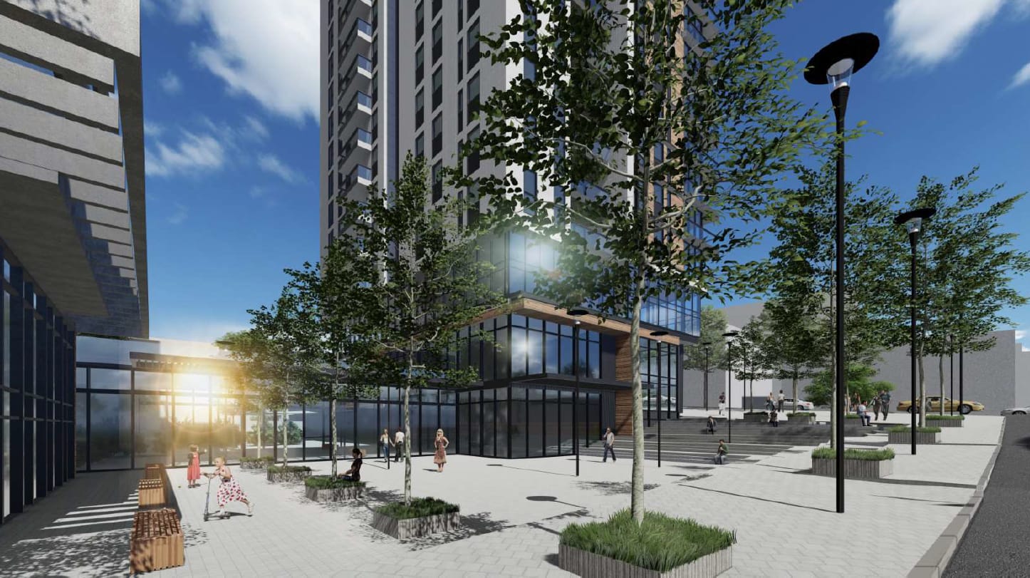 תכנית להתחדשות עירונית בפינת הרחובות ויצמן ותור הזהב בהרצליה. הדמיה: דן גונן