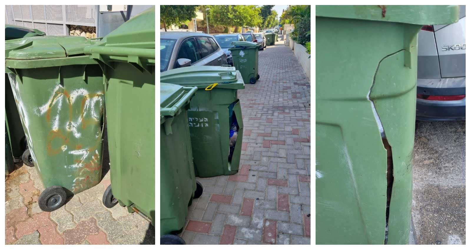 פח שבור ברחוב העלייה השנייה הרצליה. צילום: פרטי