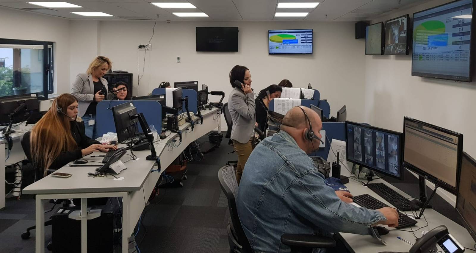 המוקד העירוני בעיריית הרצליה. צילום: דוברות עיריית הרצליה