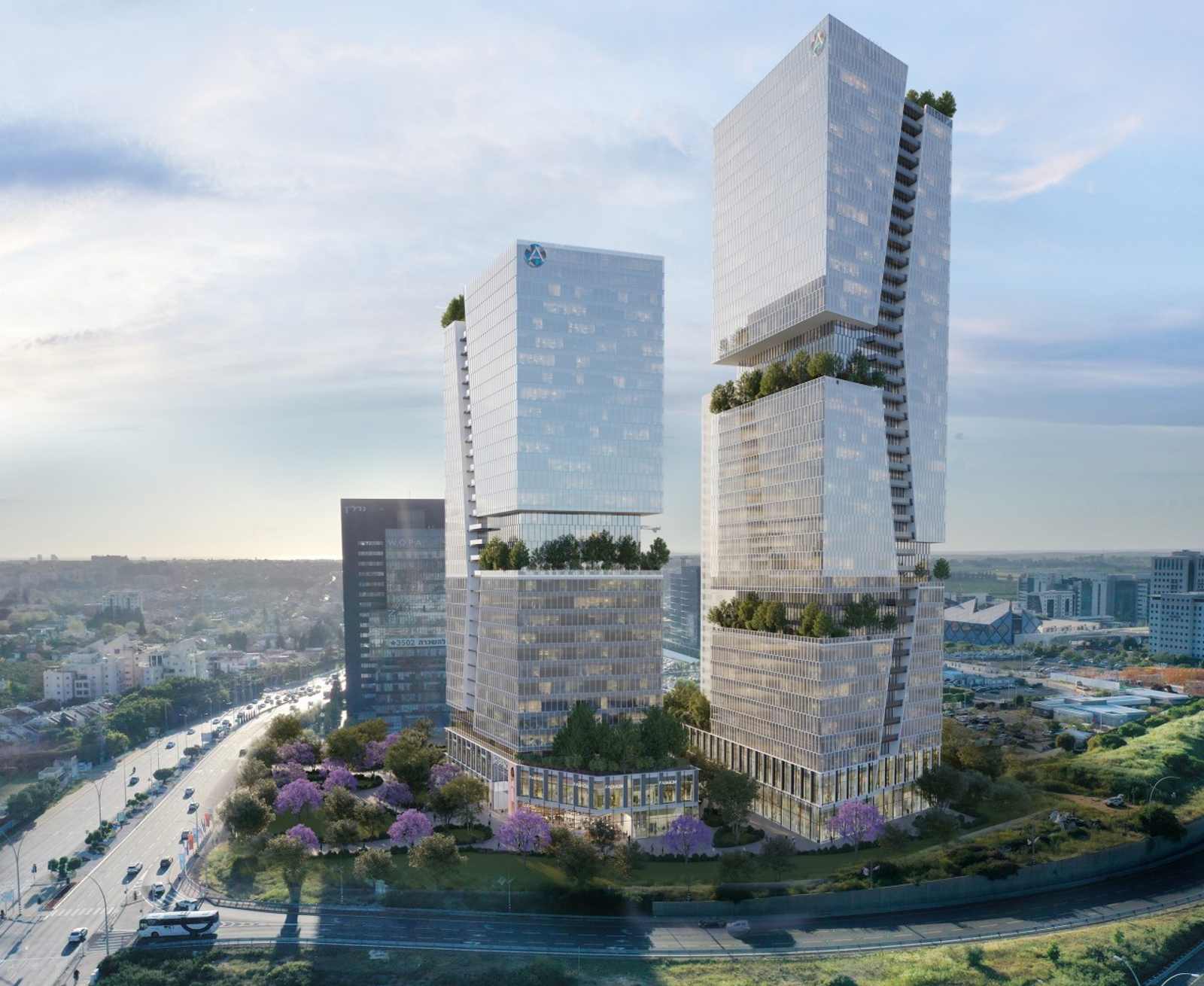 כך יראה פרויקט שער אזור התעסוקה. הדמיה: סטודיו אנדו