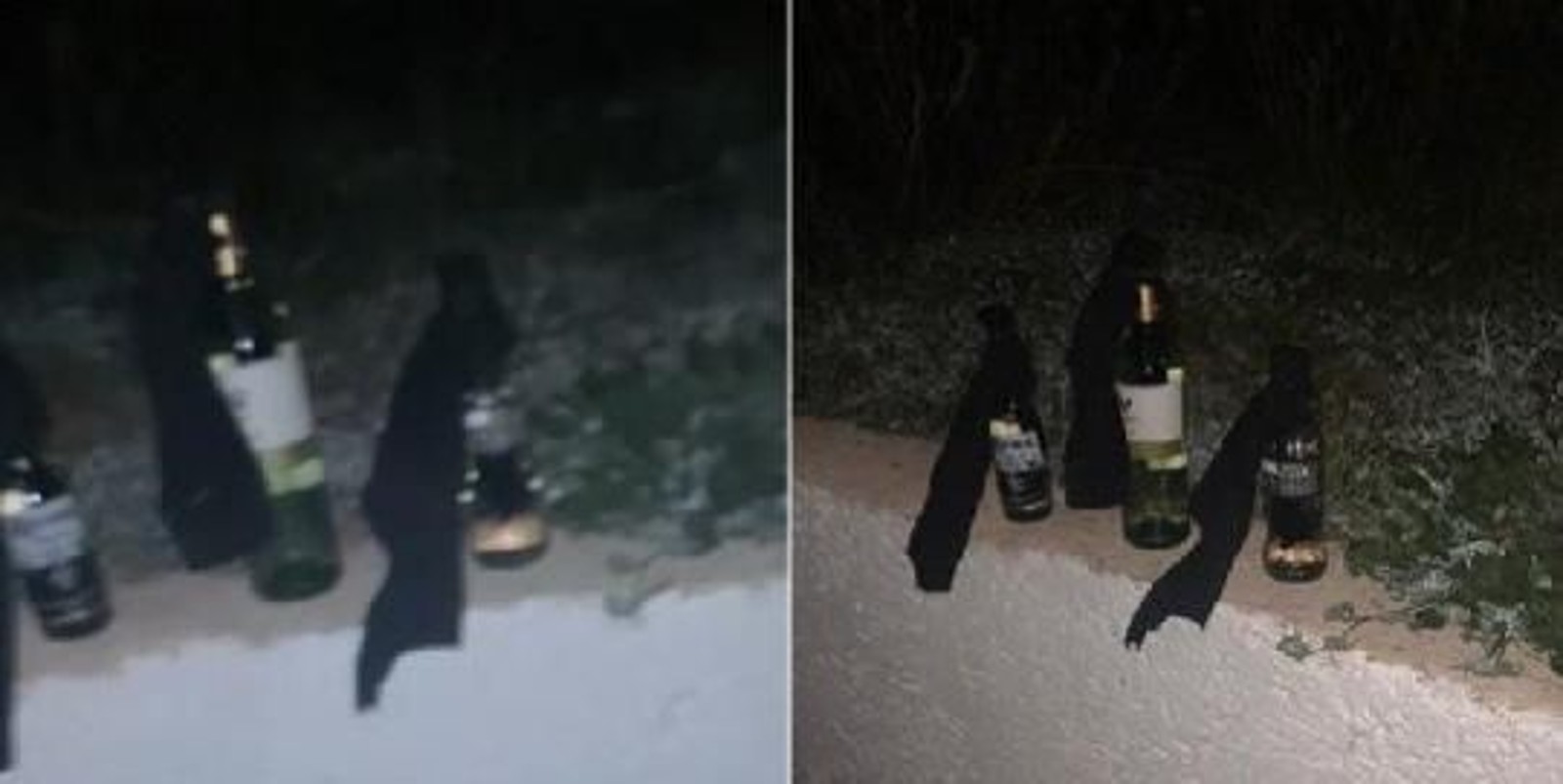 בקבוקי התבערה בהם השתמשו החשודים. צילום: דוברות המשטרה