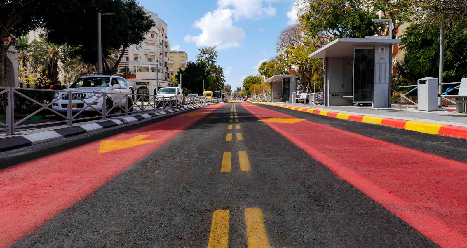 נתיב התחבורה הציבורית החדש בכפר סבא. צילום: לביא תצלומי אוויר