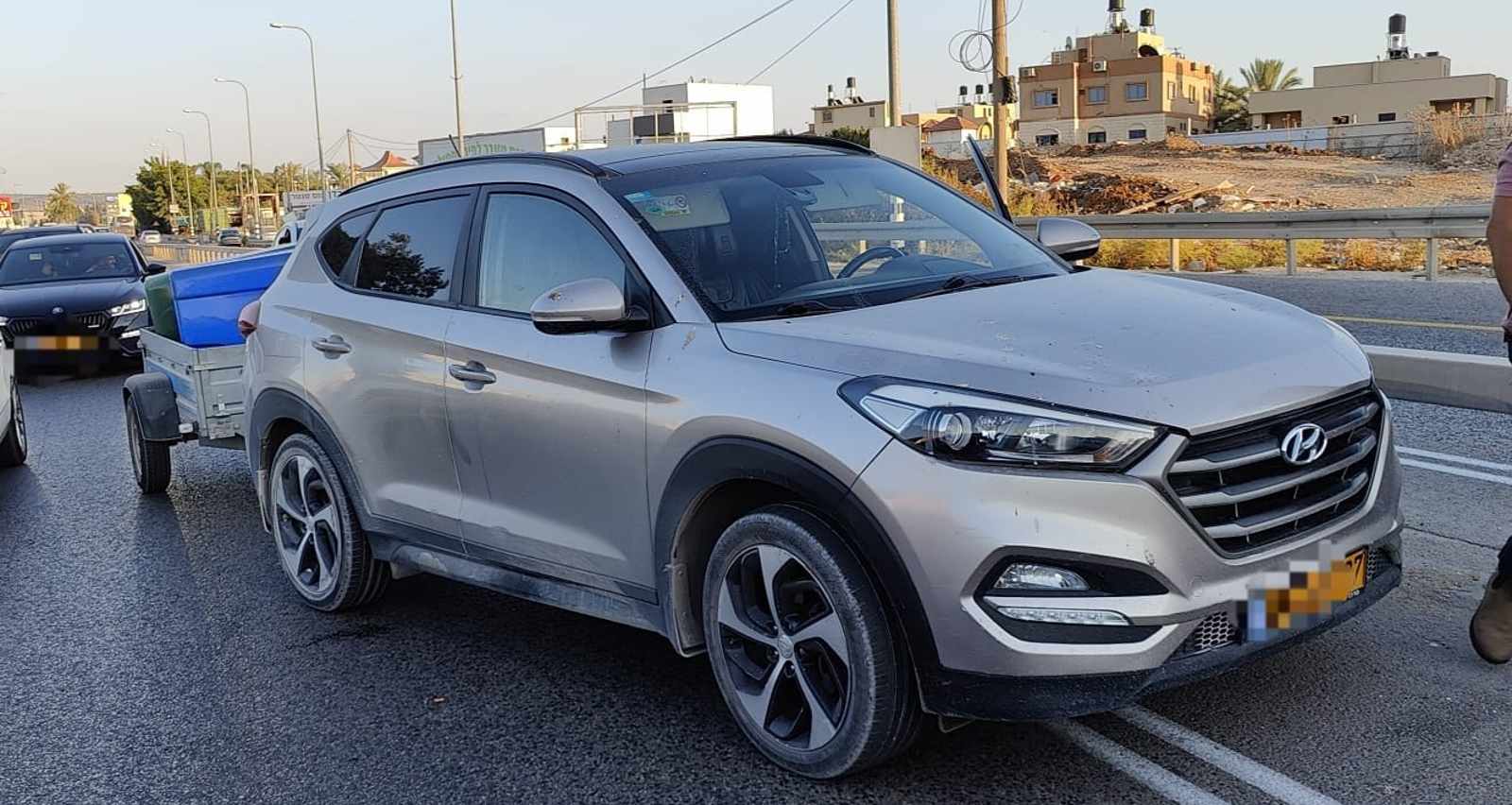 הרכב עם הנגררת מאחור. צילום: דוברות המשטרה