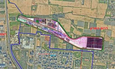 מפת תכנון מוסך הרכבות (דיפו) של המטרו בכפר סבא. בצמוד לשכונת המגורים