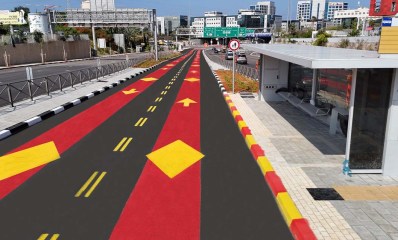 נתיבי התנועה הציבורית החדשים הנפתחים במחלף הסירה בהרצליה. (צילום: לביא תצלומי אוויר, באדיבות חברת נתיבי איילון)