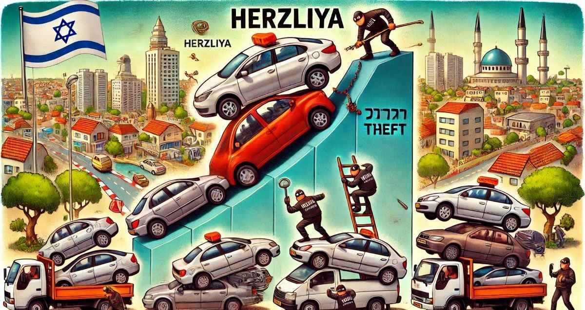 הרצליה מובילה בגניבות רכב. איור AI
