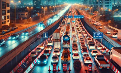 הדמיה: חסימה לילית בנתיבי איילון. עיבוד AI