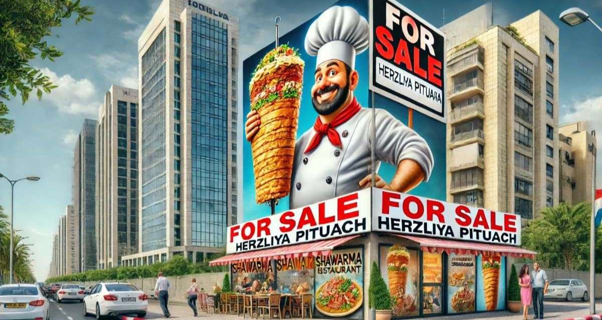 למכירה מסעדת שווארמה בהרצליה פיתוח. איור AI
