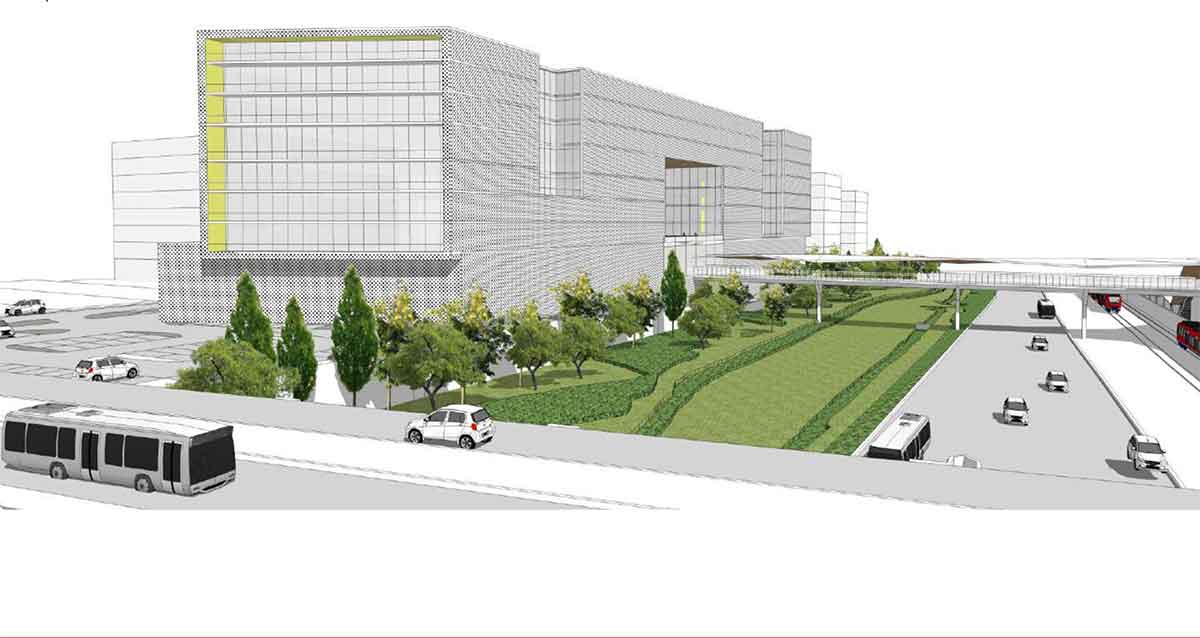 הדמיית תחנת רכבת גלילות צפון המתוכננת במתחם סינמה סיטי