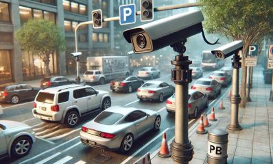 המחשה: מצלמות אכיפה בעיר. עיבוד AI - מערכת