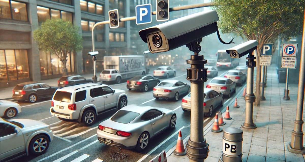 המחשה: מצלמות אכיפה בעיר. עיבוד AI - מערכת