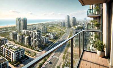 הדמיה - נוף ממרפסת דירה בקומה ה-11. עיבוד AI - מערכת