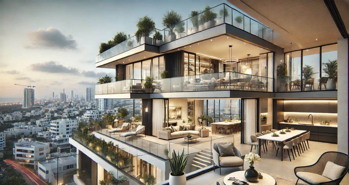 הדמיה: דירת גג ברמת השרון. עיבוד AI - מערכת