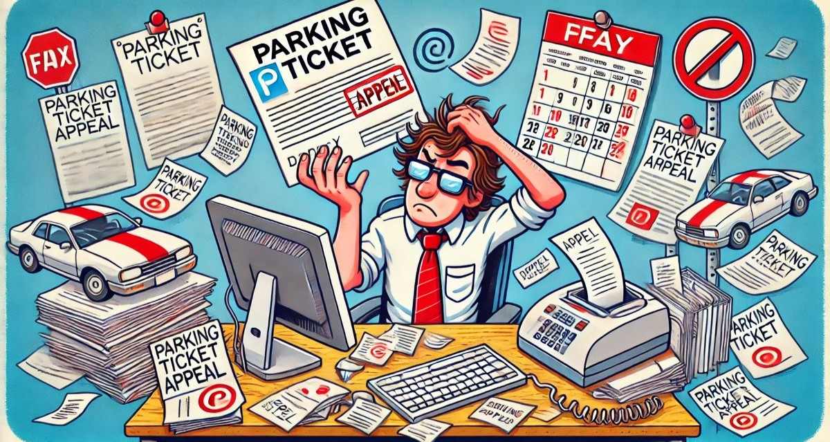 קריקטורה: טיפול בדוחות חניה. עיבוד AI - מערכת