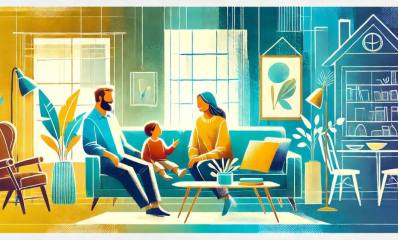 "הורות בסלון". איור AI - מערכת