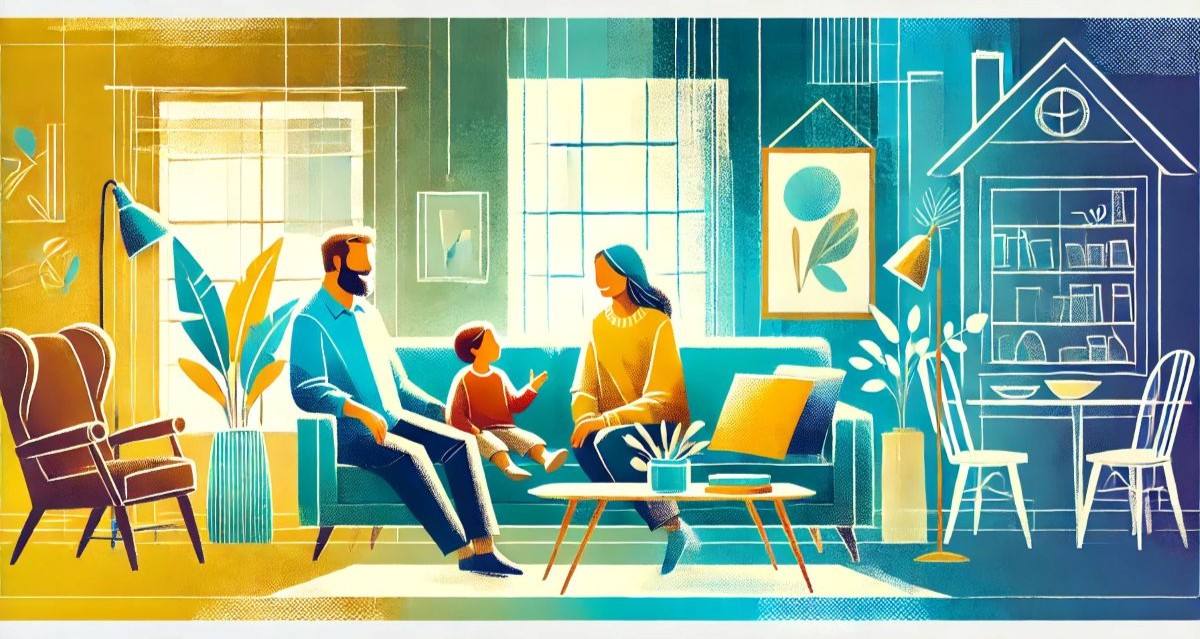 "הורות בסלון". איור AI - מערכת