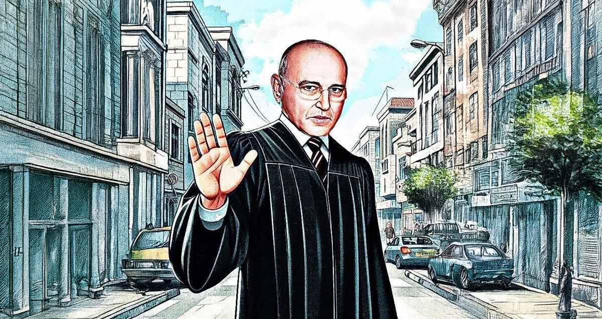 איור AI של חברת מועצת העיר כפר סבא, ממה שיינפיין. עמוד במרכז רחוב ומנופף בידו לעצור