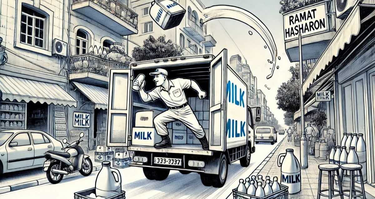 קו חלוקת חלב ברמת השרון. איור AI - מערכת