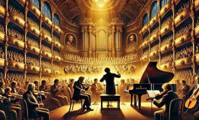 ברהמס ובטהובן. איור AI - מערכת