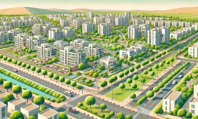 השכונה הירוקה בכפר סבא. בתים בני שתיים עד שמונה קומות ומרחבים ירוקים רבים