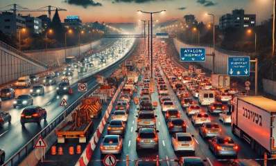 הדמיה: פקקים בנתיבי איילון בלילה. עיבוד AI - מערכת