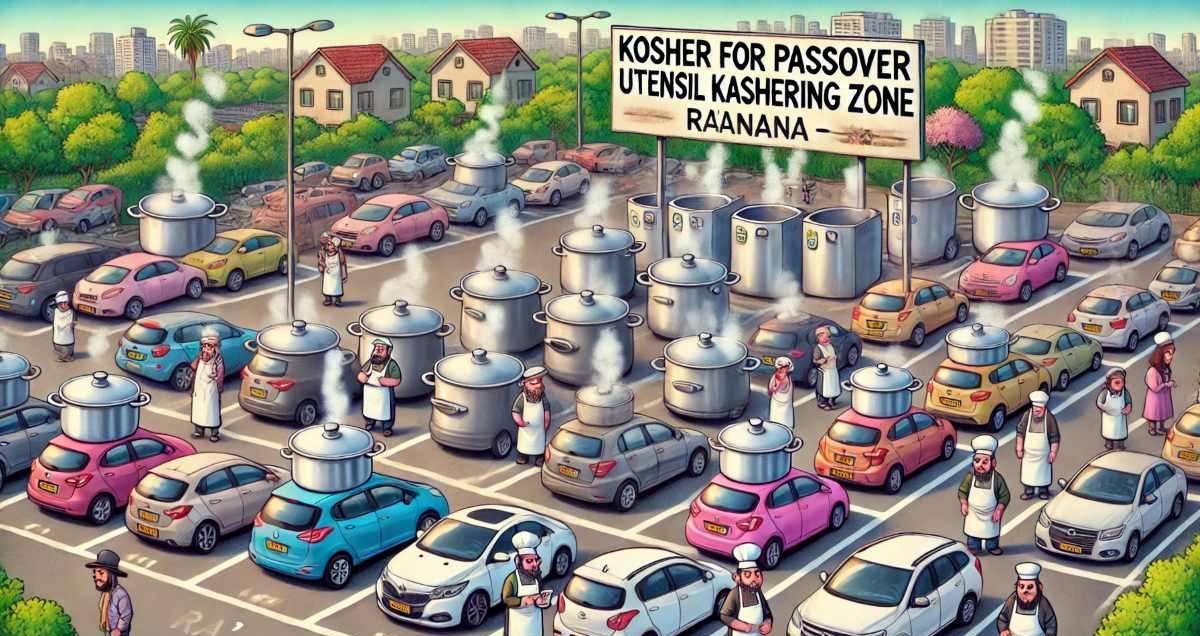 קריקטורה: הגעלת כלים בחניון. עיבוד AI - מערכת