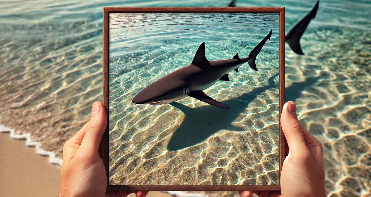 כריש במים רדודים. עיבוד AI - מערכת