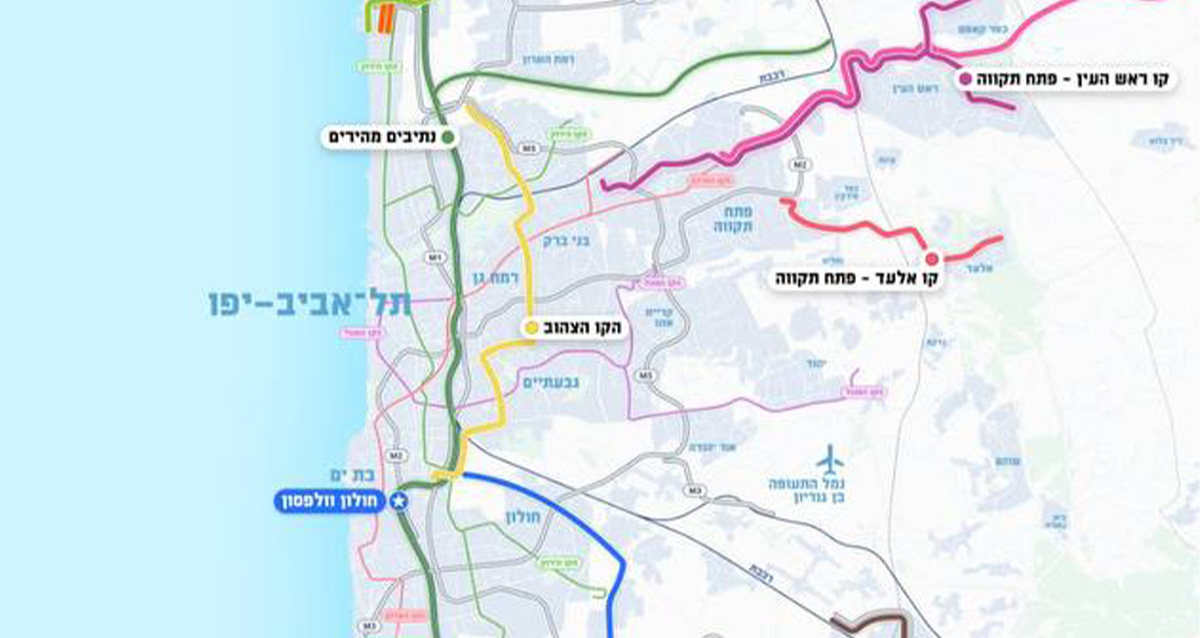 מפת הקו הצהוב באדיבות משרד התחבורה