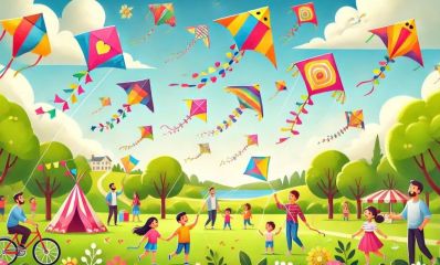 עפיפונים בפארק. איור AI - מערכת