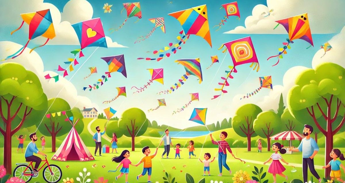 עפיפונים בפארק. איור AI - מערכת