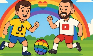 יו טיוב נגד טיק טוק על המגרש. איור AI - מערכת