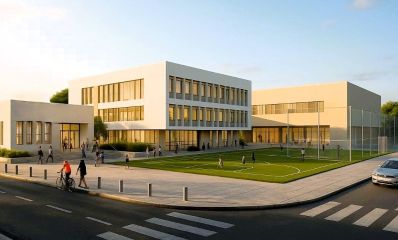 הדמיית AI: בית ספר יוחנני לאחר ההרחבה. עיבוד AI - מערכת