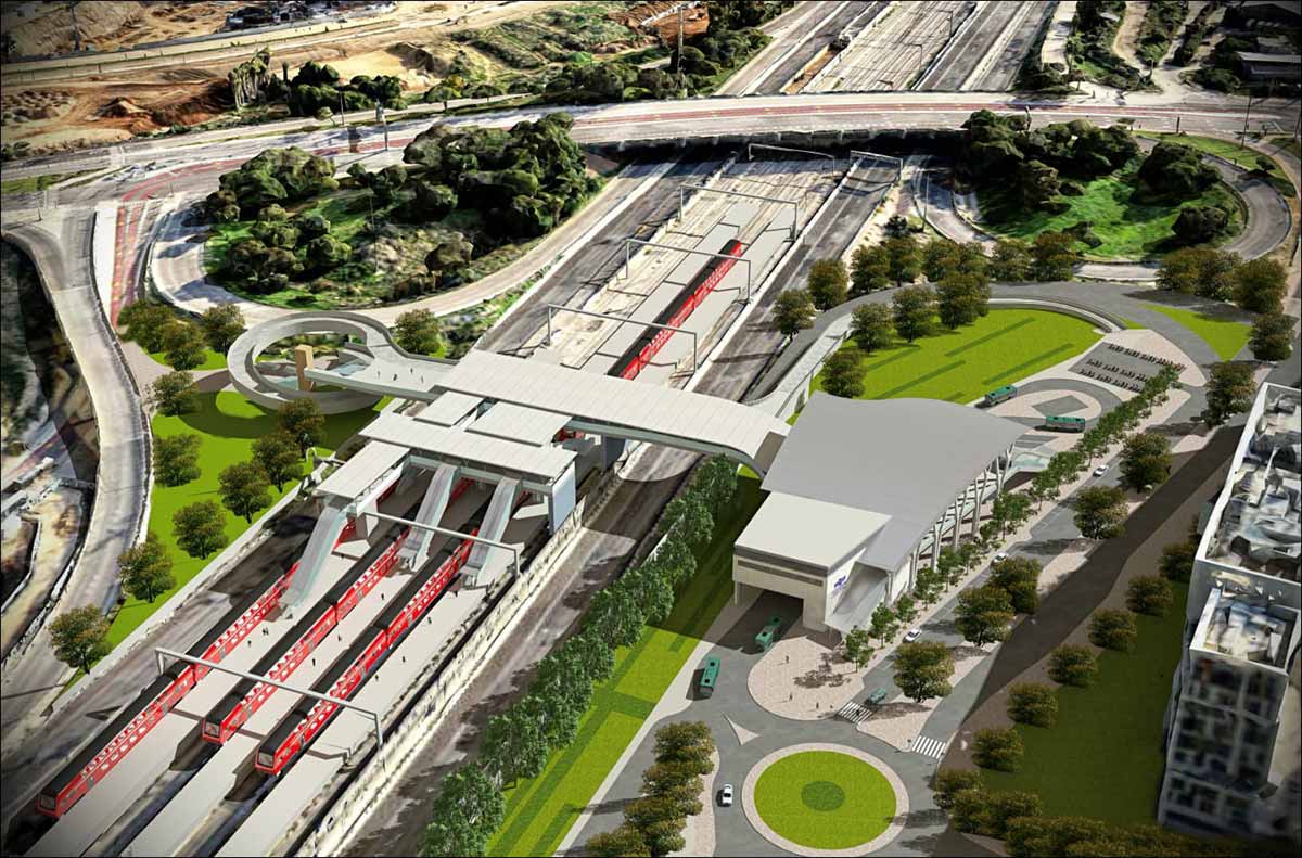 הדמיה של תחנת הרכבת החדשה של הרצליה