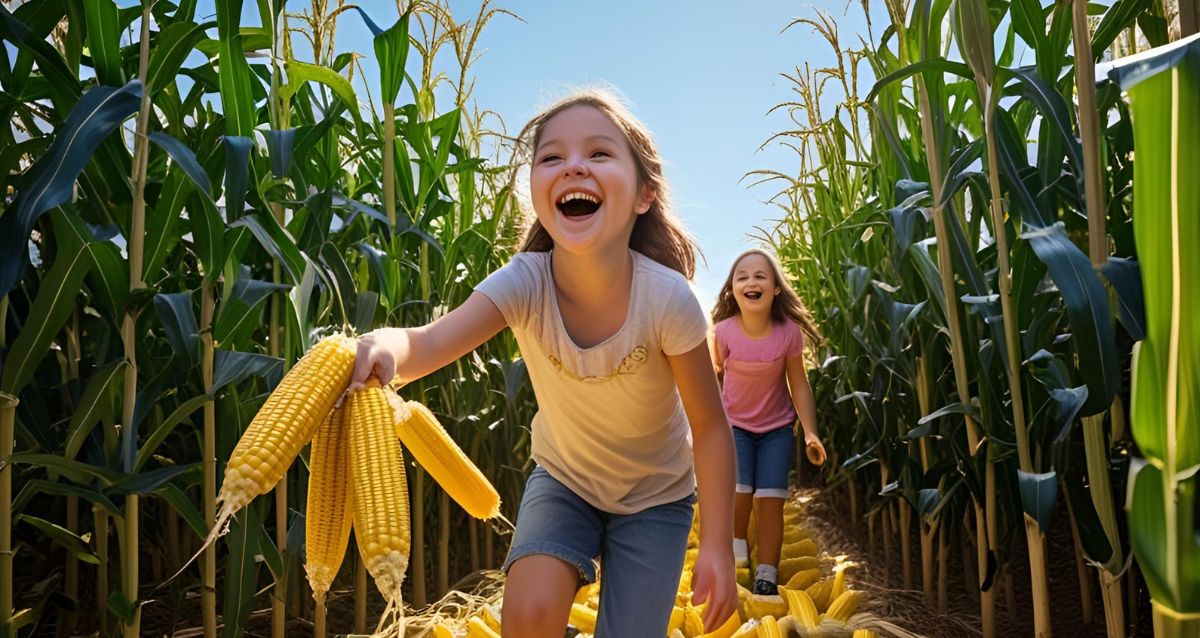 ילדה בקטיף תירס, אילוסטרציה AI