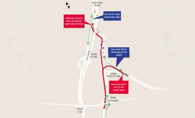 מפת החסימות, הדמיה, ממחלף המעפילים וצפונה עד מחלף חוף השרון.