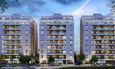 הדמיה של התחדשות עירונית ברחוב ויצמן 121 ורחוב חזון איש 11 ברעננה. בתי מגורים גבוהים של עשר קומות.