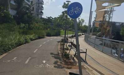 תמרור אופניים עקום ברעננה