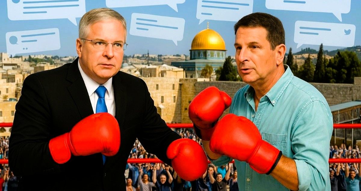 יריב פישר vs יואב קיש בזירת אגרוף ליד עיר דוד. איור AI - שרון אונליין