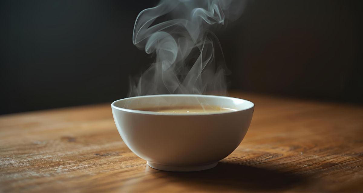 קערת מרק מעלה אדים על שולחן עץ, הדמיית בינה מלאכותית: השרון אונליין