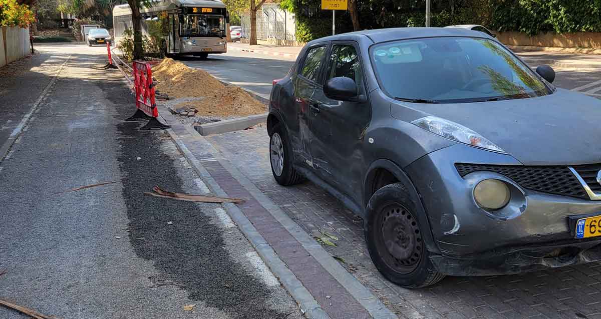 עבודות ברחוב דוד שמעוני במערב הרצליה הירוקה.