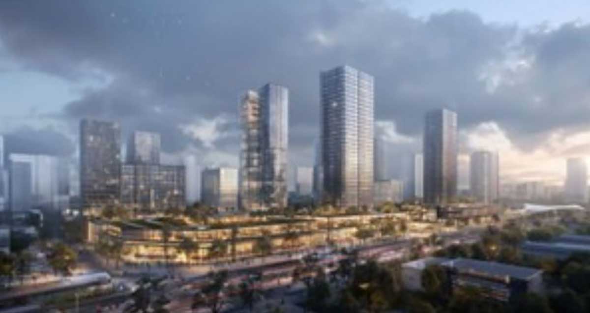 הדמיה של מבט על עיר מגדלים המתוכנן ברובע גלילות העתידי