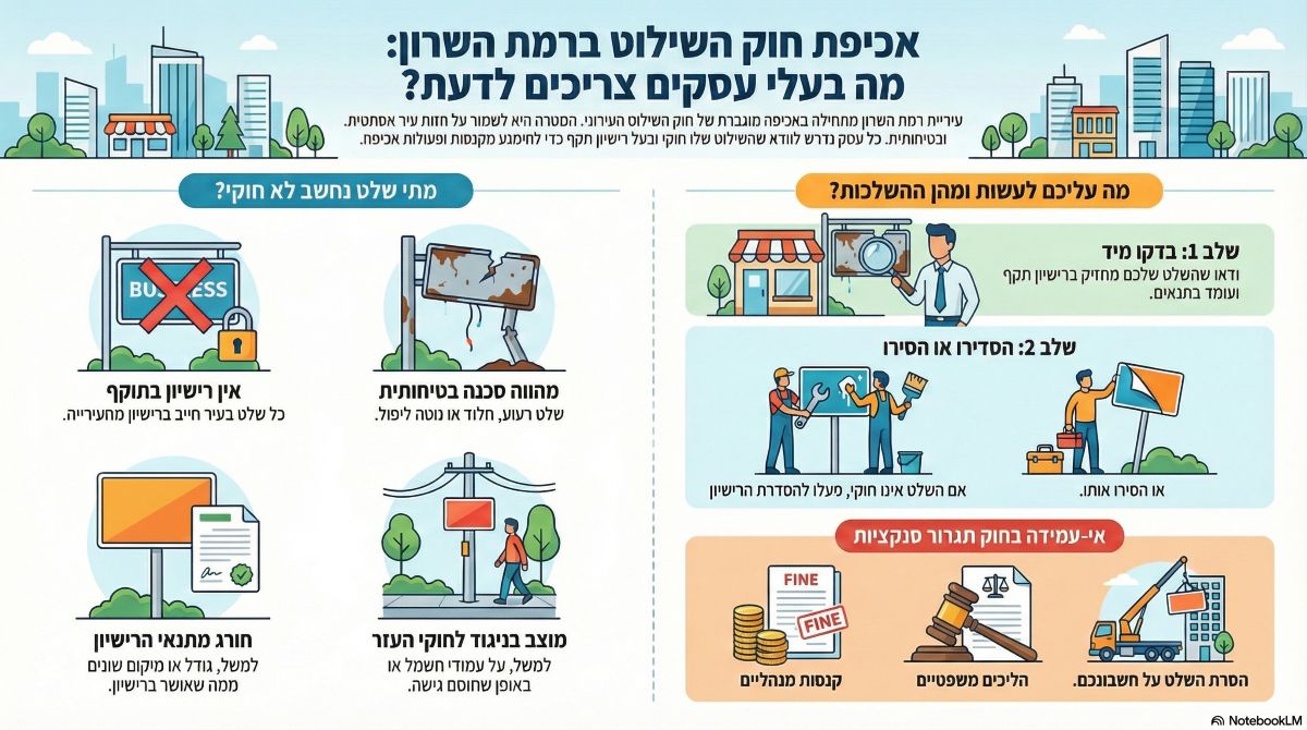 הנחיות השילוט ברמת השרון. אינפוגרפיקה - שרון אונליין
