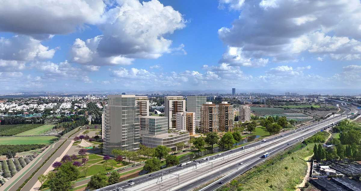 הדמייה של מתחמי בנייה חדשים בצפון רעננה בסמוך לכבישים מהירים ולשדות