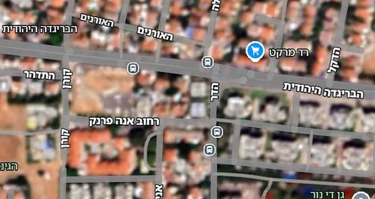 מתחם פינוי בינוי הבריגדה היהודית הרצליה. מפה של גוגל מפס.