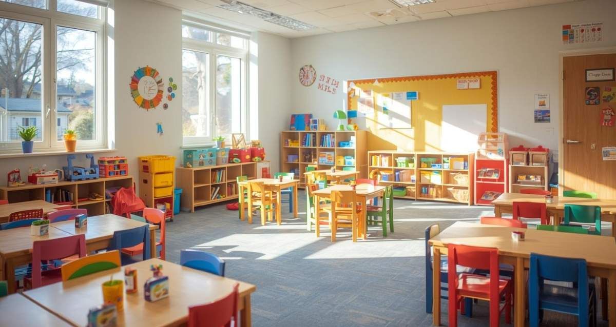 גן ילדים עם ריהוט וצעצועים צבעוניים, הדמיית בינה מלאכותית: שרון אונליין