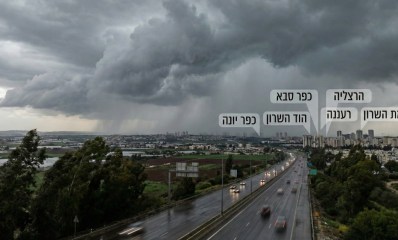 סערה בערי השרון. הדמיית AI - מדיה היפר לוקאלית