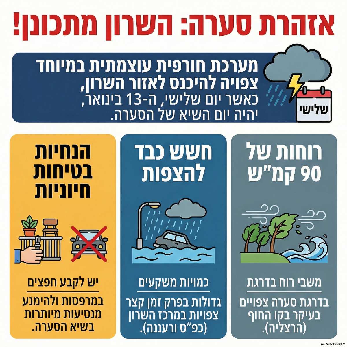 סערה בערי השרון. אינפוגרפיקה - מדיה היפר לוקאלית